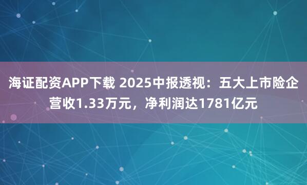 海证配资APP下载 2025中报透视：五大上市险企营收1.33万元，净利润达1781亿元