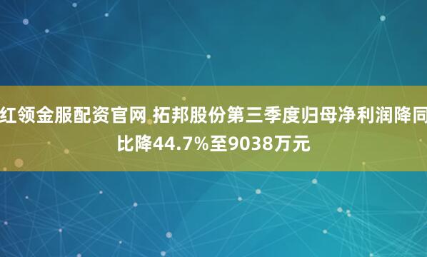 红领金服配资官网 拓邦股份第三季度归母净利润降同比降44.7%至9038万元