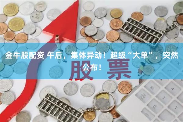 金牛股配资 午后,集体异动!超级“大单”,突然公布!